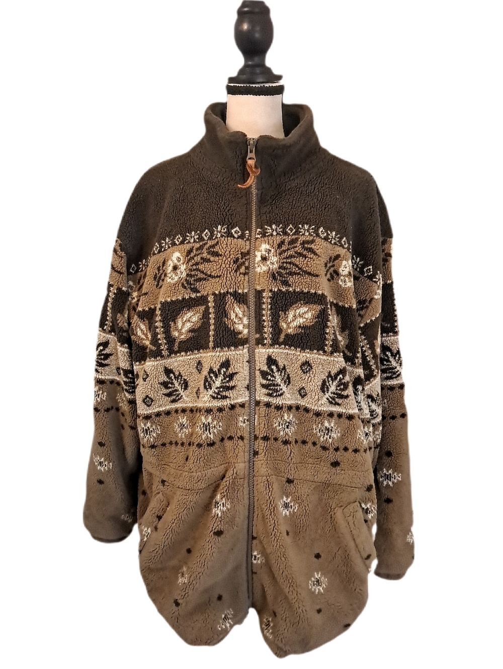 Vintage Northern Reflections Teddy Fleece Zip Jacket Brown Cozy Oversized L